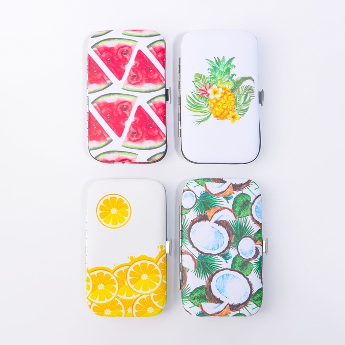 Набор маникюрный &laquo;Фрукты&raquo;, 6 предметов, в футляре, рисунок МИКС