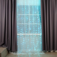 Гирлянда &laquo;Занавес&raquo; 2.8 &times; 3 м роса на крючках, с пультом, IP20, серебристая нить, 300 LED, свечение аквамарин, 8 режимов, USB