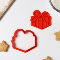 Форма для печенья &laquo;Подарочная коробка&raquo;, вырубка, штамп, цвет красный
