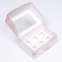 Коробка для 6 капкейков с окном , "Вдохновения", 25 х 17 х 10 см