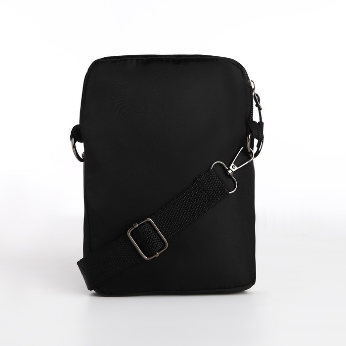 Сумка молодёжная на длинном ремне Agony, 20 х 15 х 3 см, отдел на молнии, цвет чёрный