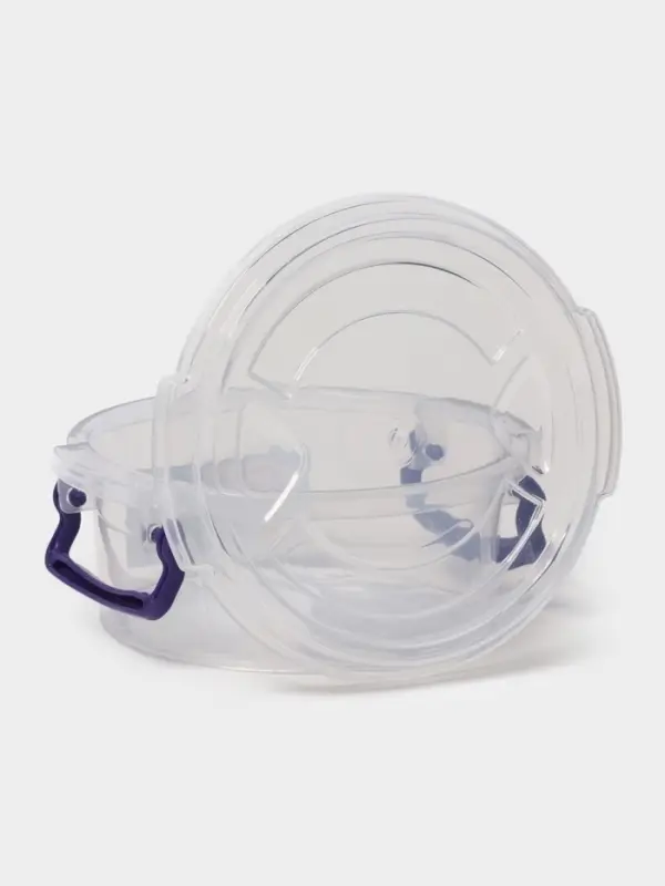 Контейнер пищевой, 300 мл, d=12 см, h=5 см, круглый, прозрачный, голубой