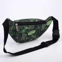 Сумка детская поясная для мальчика &laquo;Динозавры&raquo;, на молнии, наружный карман, цвет зелёный