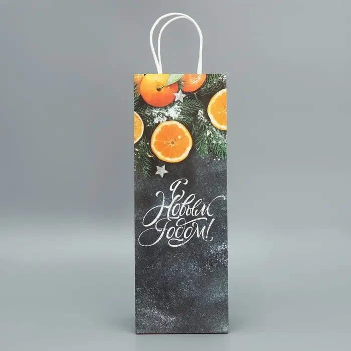 Пакет под бутылку &laquo;Мандарины&raquo;, 13 x 36 x 10 см