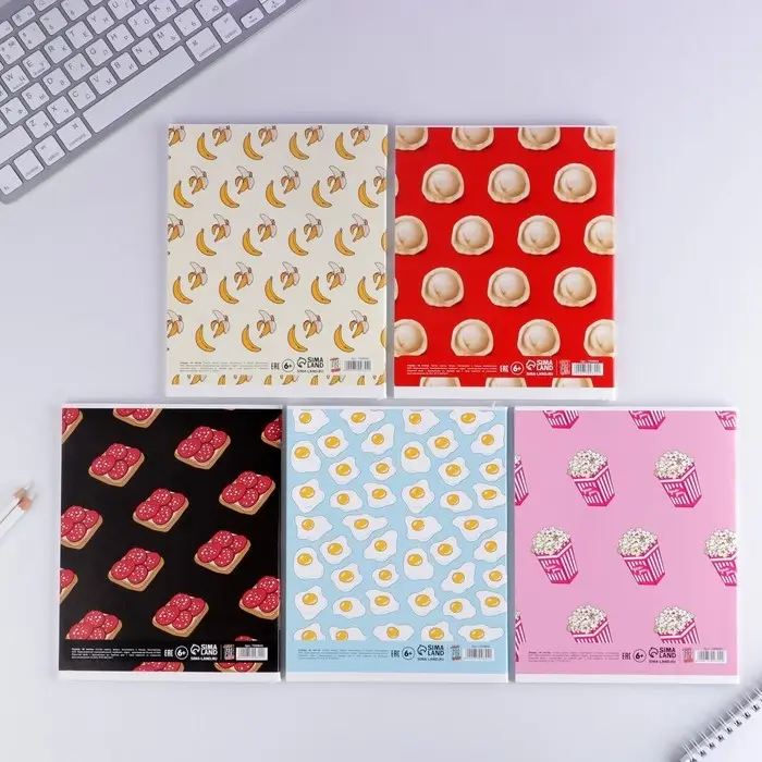 Тетрадь в клетку, 48 л., А5, на скрепке, блок №1 &laquo;Паттерн&raquo; МИКС