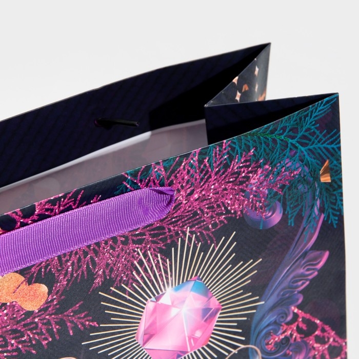 Пакет подарочный новогодний ламинированный квадратный &laquo;Night&raquo;, 30 х 30 х 12 см, Новый год