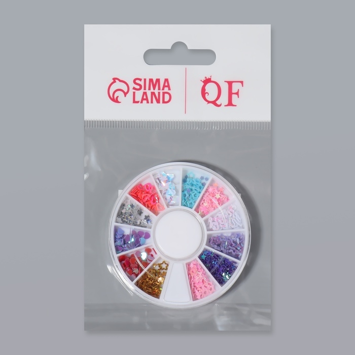 Пайетки для декора ногтей &laquo;Ассорти&raquo;, 12 ячеек, разноцветные