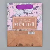 Пакет подарочный крафтовый, упаковка, &laquo;Живи мечтой&raquo;, S 12 х 15 х 5.5 см