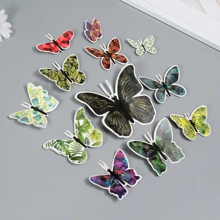 Набор магнитов на холодильник &laquo;Листья&raquo;, 12 шт., картон, h=4-10 см