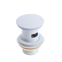 Донный клапан ZEIN engr, большая кнопка, без перелива, нержавеющая сталь, белый