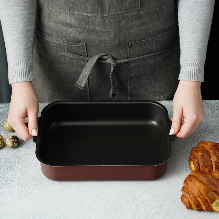 Противень Доляна Promo, 19&times;25 см, h=5,5 см, антипригарное покрытие, цвет бордовый