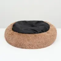 Лежанка для собак и кошек, длинный мех, 45&times;35&times;11 см, коричневая
