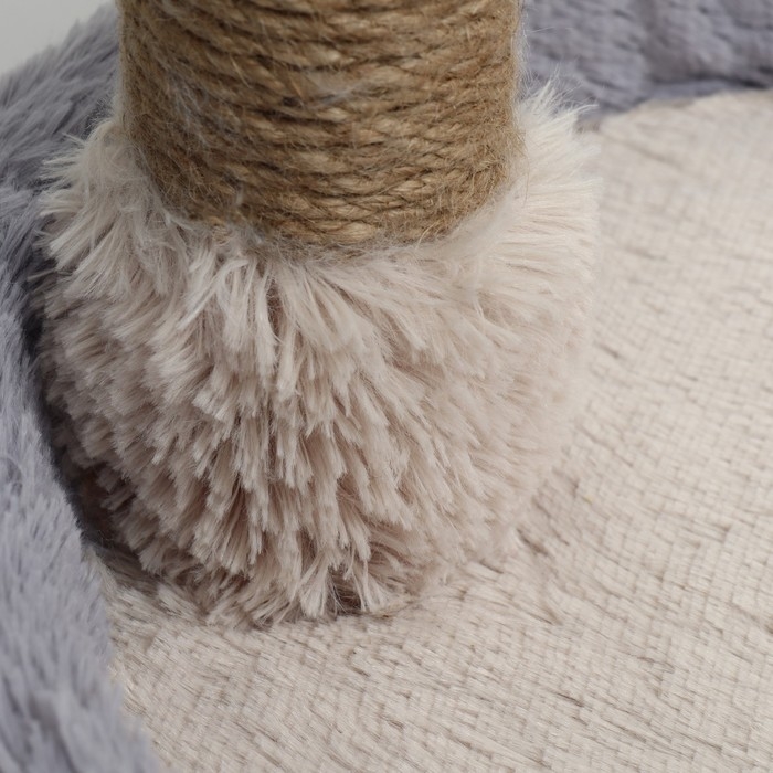 Лежанка с когтеточкой "Пижон", овальная, 55 х 36 х 47см, серая