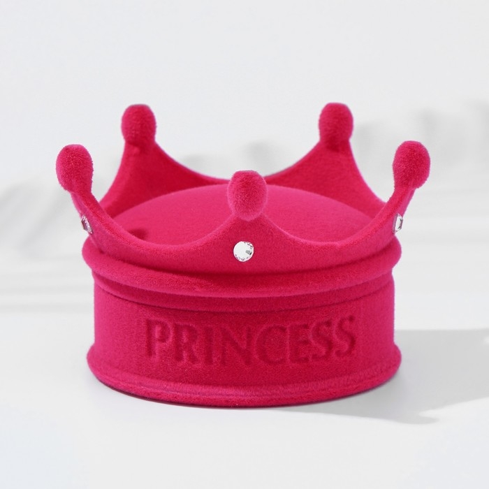 Футляр бархатный под кулон/кольцо &laquo;Корона&raquo;, 5,5&times;5,5&times;4,5, цвет розовый, вставка белая