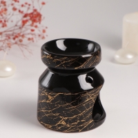 Аромалампа керамика "Чёрный мрамор с золотыми трещинками" 9,8х9,8х11 см