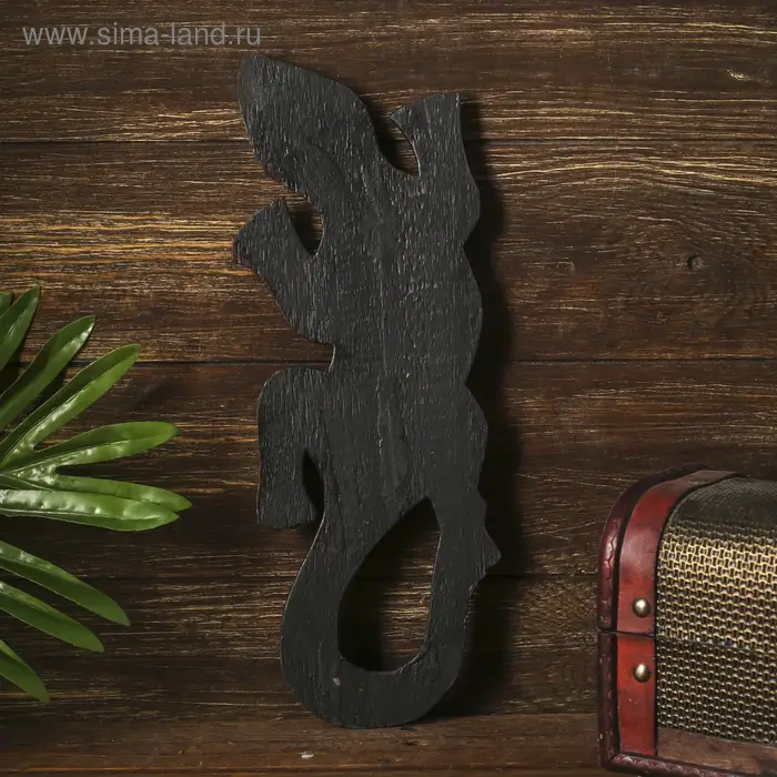 Панно настенное дерево "Геккон коричневый с гекконом" 1х11х30 см