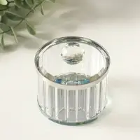 Шкатулка стекло с металлическим ободком "Шар" серебро 6,7х6,7х7 см