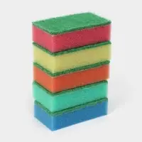 Губка для посуды с чистящим слоем Доляна &laquo;Эконом&raquo;, 7.5&times;4.5&times;2.5 см, 5 шт, мини