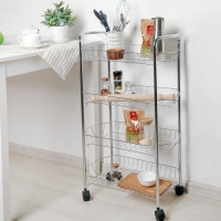 Этажерка напольная 4-х секционная Доляна, на колёсиках, 50&times;27&times;79 см, цвет хром