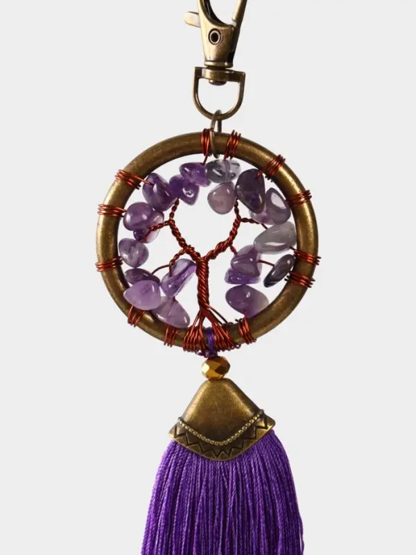 Брелок ловец снов "Великое древо" 19 см, цв. фиолетовый