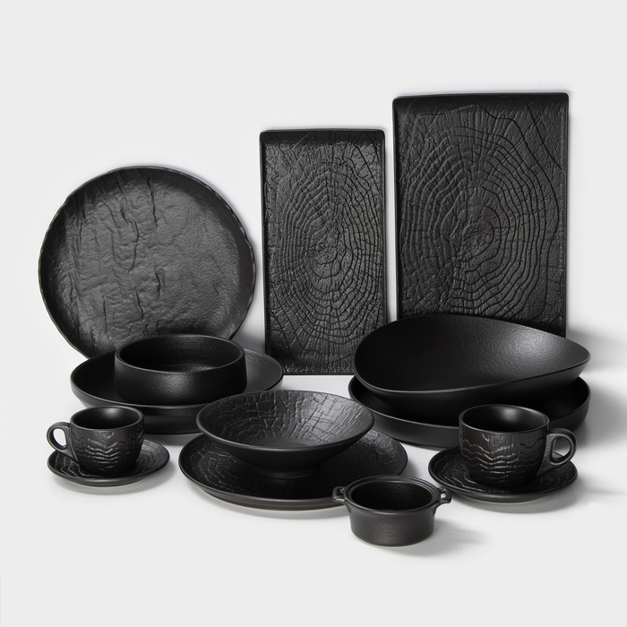 Салатник Magistro Black style, d=15 см, фарфор, чёрный