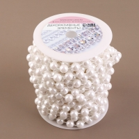 Жемчуг на нитях, 10 мм, 9 &plusmn; 1 м, цвет белый