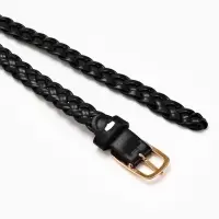 Ремень жен 03-01-01-01, Июнь2501, 1,8*0,3*110 см, без винта, пряж золото, 1 прокол, черный   1090311