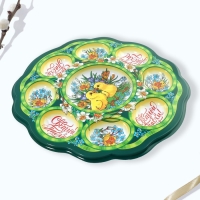 Пасхальная подставка на 8 яиц и кулич &laquo;Цыплята в цветах&raquo; на пасху, 24 х 25 см.