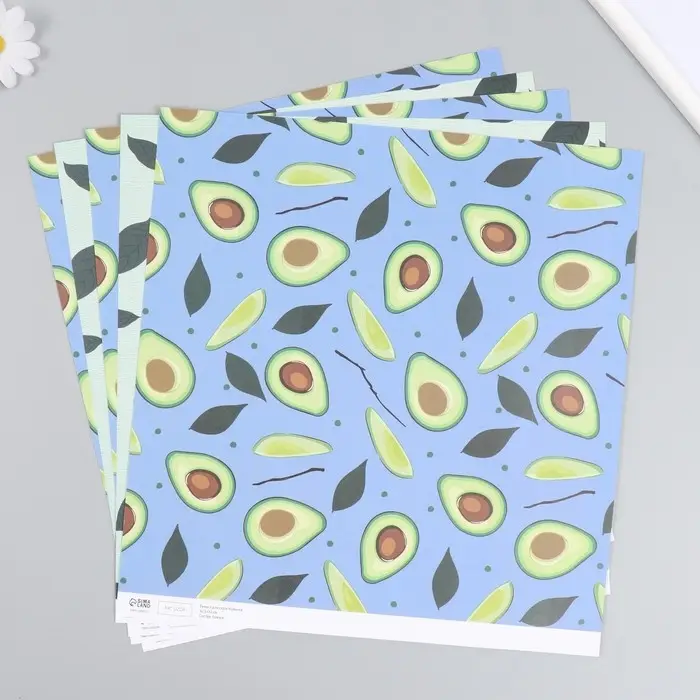 Бумага для скрапбукинга двусторонняя "Авокадо" плотность 180 гр 30,5х32 см