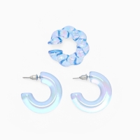 Набор серьги и каффы 3 шт &laquo;Нежность&raquo; косичка, цвет голубой в серебре