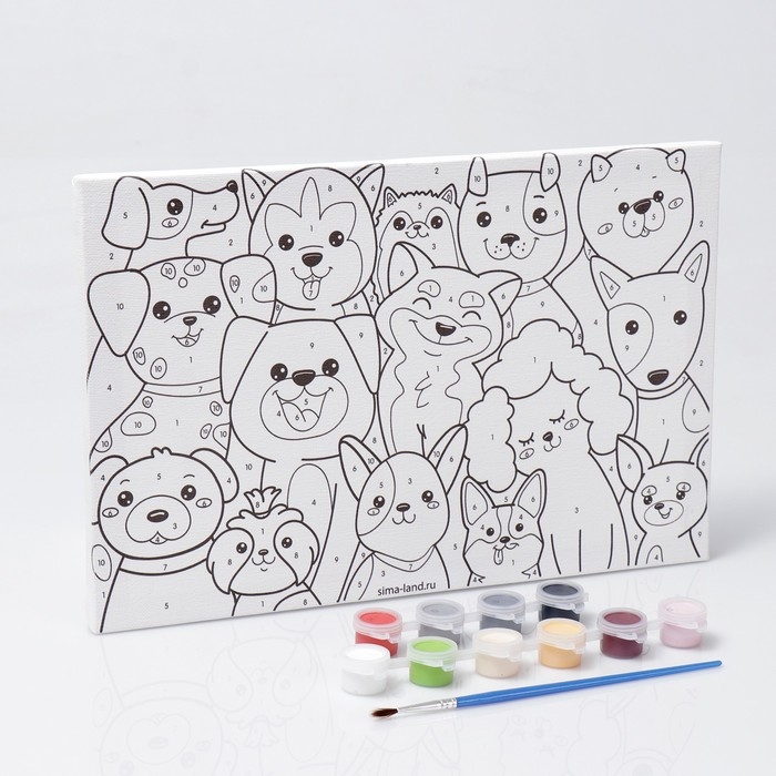 Картина по номерам для детей &laquo;Щенки-друзья&raquo;, 20 х 30 см