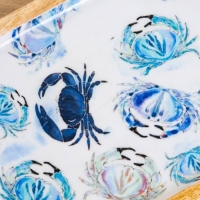 Блюдо прямоугольное "Крабы" дерево манго 41х15 см