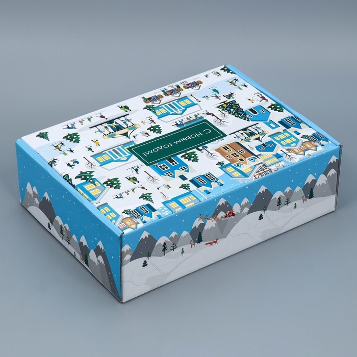 Коробка подарочная новогодняя складная &laquo;Город&raquo;, 30,7 х 22 х 9,5 см, Новый год