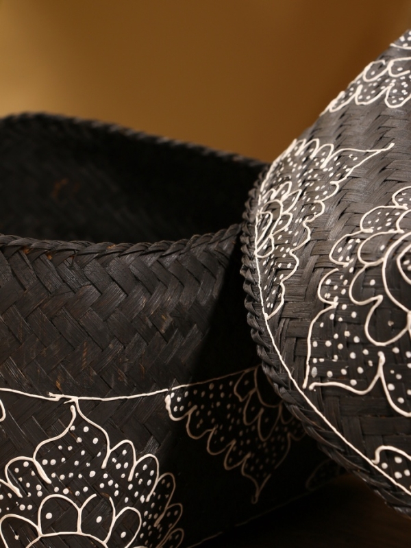 Корзинка плетеная "Бонтанг" бамбук 24х24х15 см, тёмная