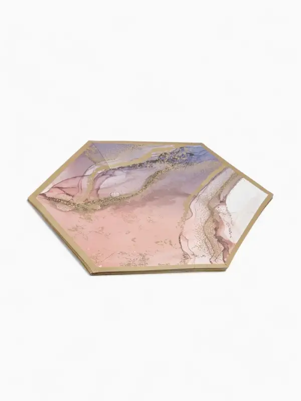 Набор тарелок мрамор розовый 23 см. (10 шт)