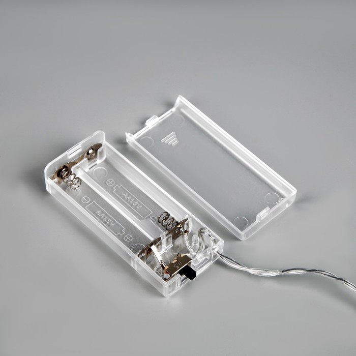 Гирлянда &laquo;Нить&raquo; 2.5 м с насадками &laquo;Листочек&raquo;, IP20, прозрачная нить, 10 LED, батарейки AAх2 (нет в комплекте), свечение тёплое белое