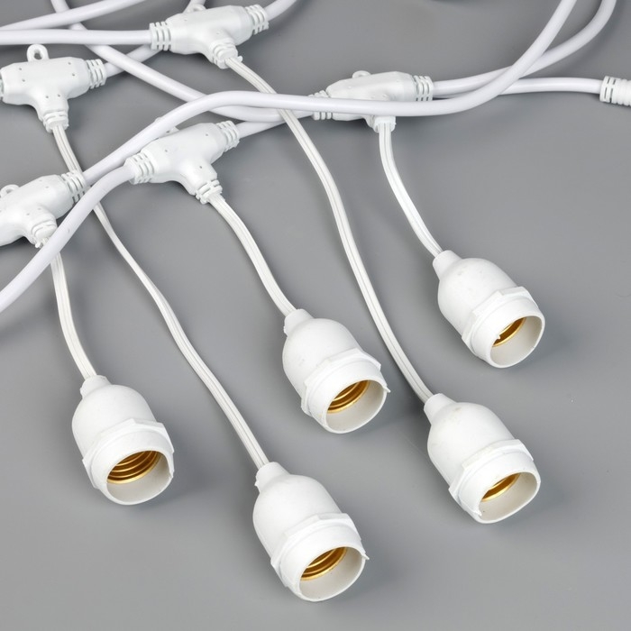 Гирлянда &laquo;Ретро белт-лайт&raquo; со свесами 10 и 20 см, 10 м, IP54, УМС, 2W, белая нить, шаг 50 см, Е27 (без ламп), 220 В