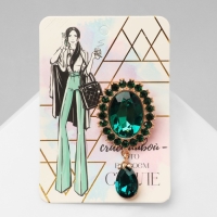 Брошь &laquo;Овал&raquo; с каплей, цвет зелёный в золоте