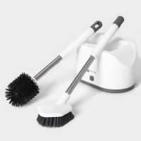 Ёршик для унитаза SAVANNA, силиконовый с щёткой, 18,9&times;12&times;40,5 см цвет белый