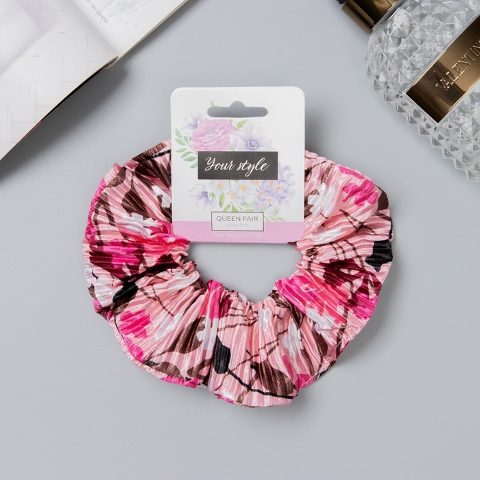 Резинка для волос "Орбита" жатка лето, 12 см, розовый