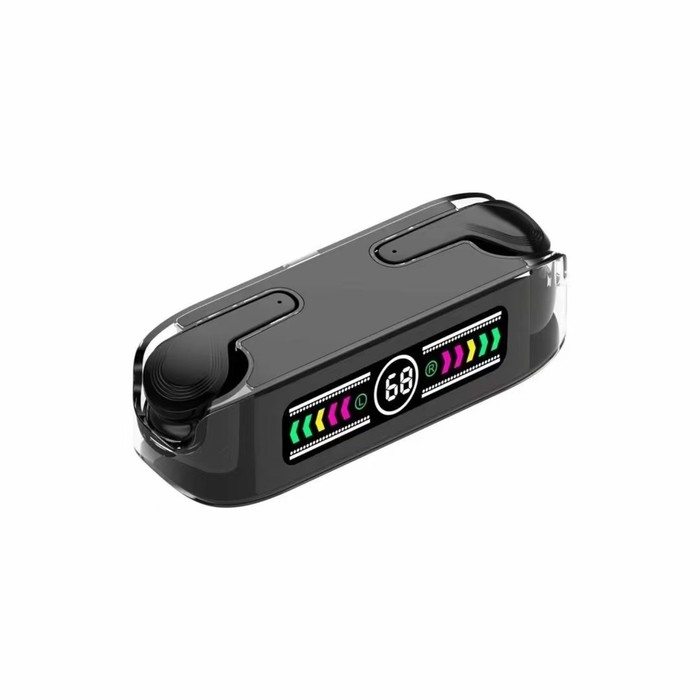 Наушники беспроводные KM12, TWS, вкладыши, BT 5.0, 30/200 мАч, прозрачные, чёрные