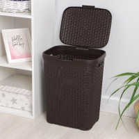 Корзина бельевая с крышкой &laquo;Ротанг&raquo;, 40 л, 37&times;29&times;48 см, цвет коричневый