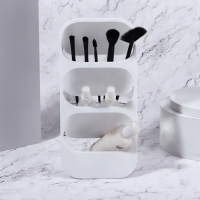 Органайзер для хранения косметических принадлежностей, 3 секции, 16,2 &times; 13,5 &times; 33,5 см, цвет белый/прозрачный