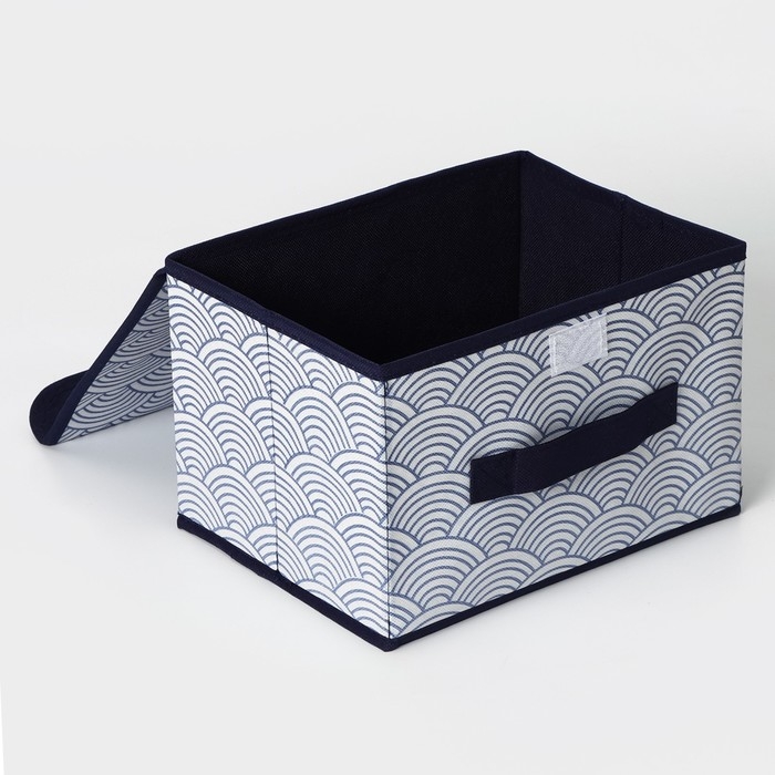 Короб стеллажный для хранения с крышкой Доляна &laquo;Волна&raquo;, 26&times;20&times;17 см, цвет синий