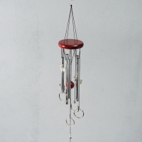 Музыка ветра металл "Кольца с бабочками" 5 трубок 68 см