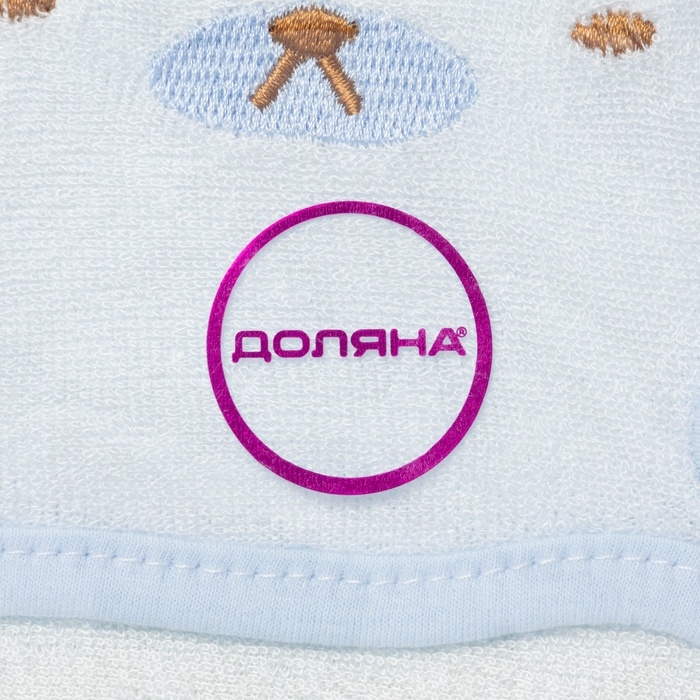 Мочалка варежка детская Доляна &laquo;Мишка&raquo;, для купания, 16 см, голубая