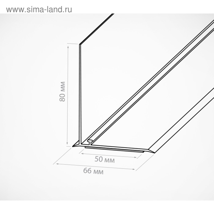 Ограничитель передний пластиковый с Т-профилем, 1000&times;66&times;80 мм, прозрачный