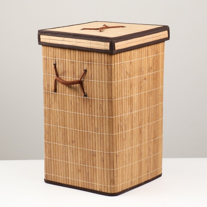 Корзина для хранения,квадрат, с ручками, складная, 30&times;30&times;50 см, бамбук