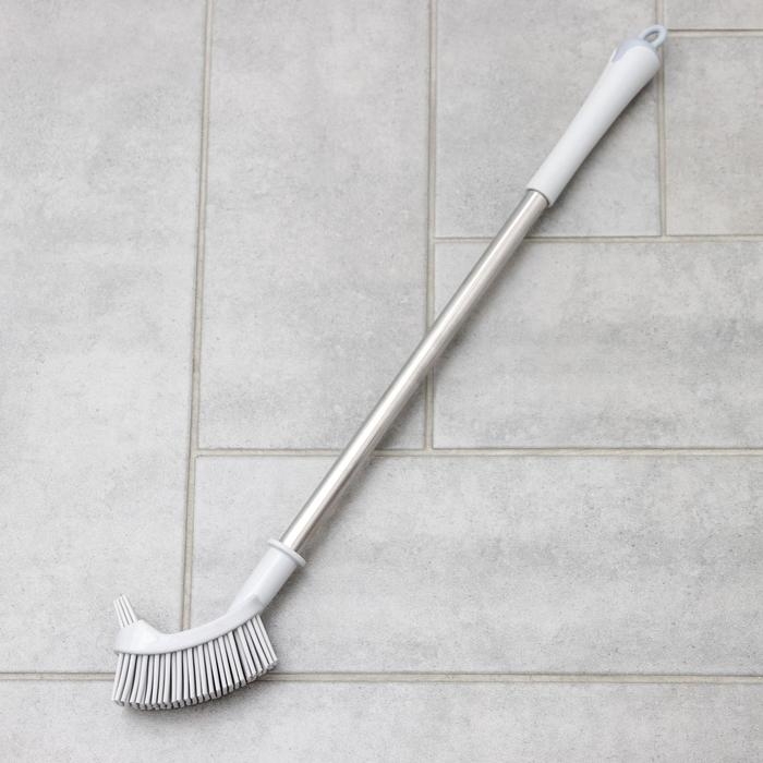 Ёршик для унитаза Доляна, силиконовый, 10&times;5&times;58 см, цвет серый