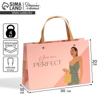 Пакет подарочный, упаковка, &laquo;Ты идеальна&raquo;, 30 х 20 х 10 см